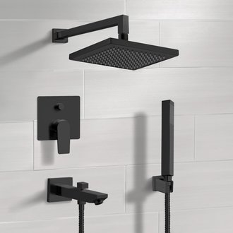 Tub and Shower Faucet Matte Black Tub and Shower Set with 8